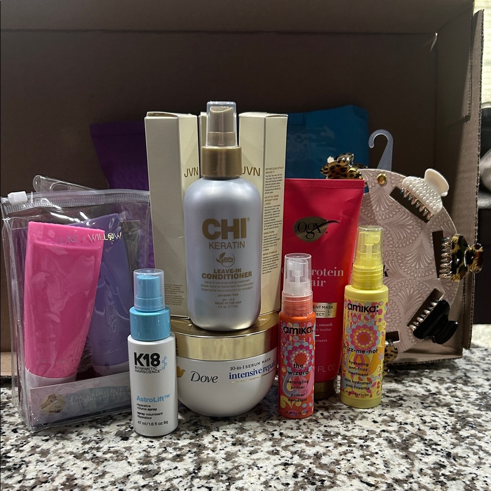 Multiples Hair Treatment & Mask Set with Pink, Red, Yellow, and Silver